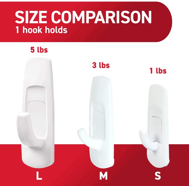 Alt view image 4 of 6 - Command Large Utility Hooks, White, 6 Hooks, Holds 5lb, 12Pairs Adhesive Strips