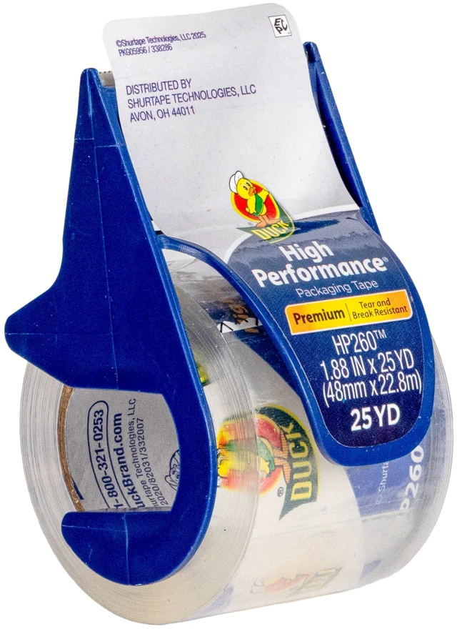 Main image of Duck Duck High Performance Packing Tape with Dispenser, Clear, 1.88in x 25yd