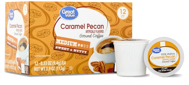 Main image of Great Value Caramel Pecan Medium Roast Coffee Pods, 12 Ct