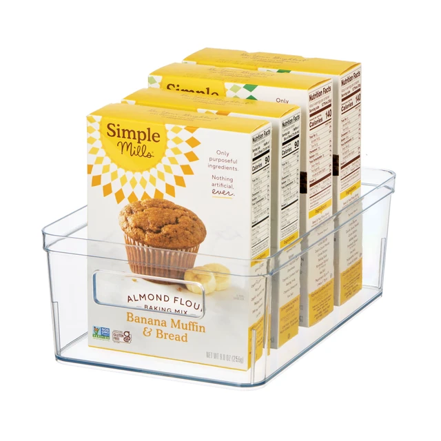Alt view image 3 of 6 - Mainstays Clear Plastic Pantry Organizer Bin, Large 12"x7.5"x4", with Handles, for Kitchen Cabinet and Fridge