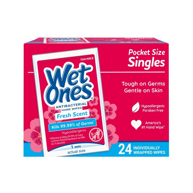 Alt view image 4 of 6 - Wet Ones Antibacterial Hand Wipes, Fresh Scent, 24 Count, 2 Pack, Individually Wrapped