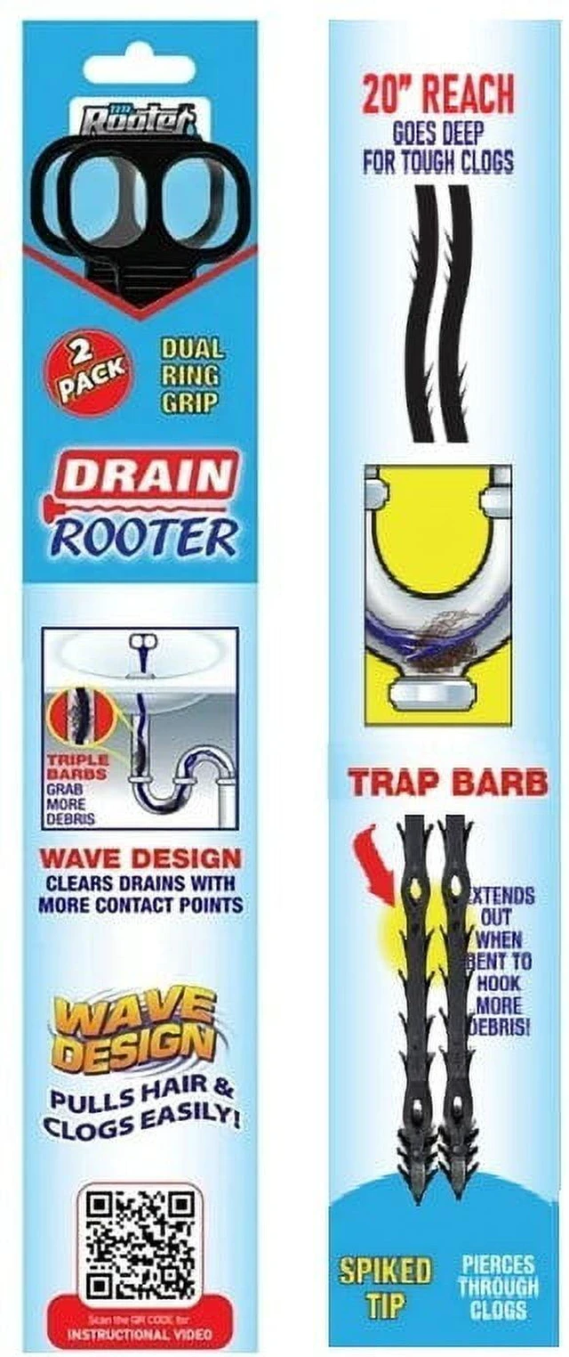 Main image of Dr. Rooter 20" Drain Snake with 46 Trap Spikes, Non-Toxic and Reusable, 2 Pack