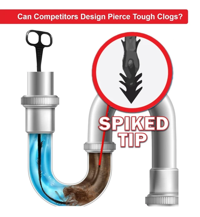 Alt view image 4 of 5 - Dr. Rooter 20" Drain Snake with 46 Trap Spikes, Non-Toxic and Reusable, 2 Pack