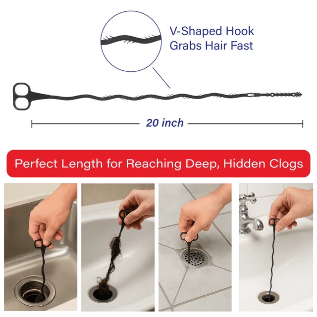Alt view image 3 of 5 - Dr. Rooter 20" Drain Snake with 46 Trap Spikes, Non-Toxic and Reusable, 2 Pack