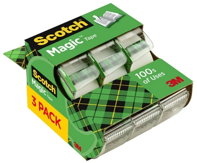 Main image of Scotch Magic Tape Dispenser, Clear, 3/4in x 325in, 3 Dispensers