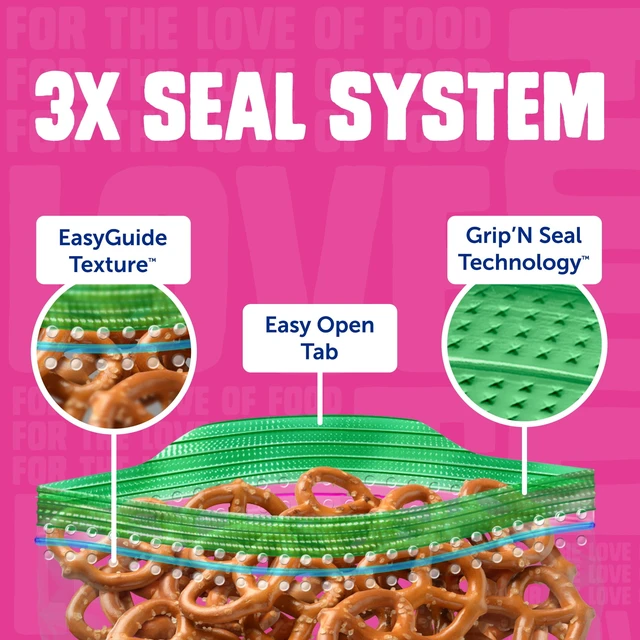 Alt view image 5 of 5 - Ziploc EasyGuide Texture Grip 'n Seal Technology Snack Bags, 100 Count, Food Storage Zipper