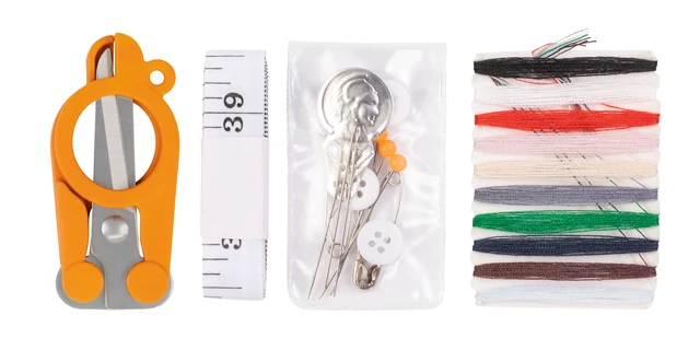 Alt view image 2 of 7 - Fiskars 27-Piece Travel Sewing Kit with Orange TSA-Compliant Folding Scissors