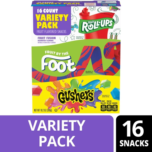 Main image of Fruit Roll-Ups, Fruit by the Foot, Gushers Gluten Free Fruit Flavored Snacks, 16 Pouches