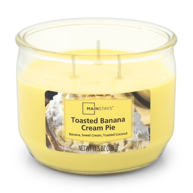 Alt view image 2 of 5 - Mainstays Toasted Banana Cream Pie Scented 3-Wick Jar Candle, 11.5 Oz
