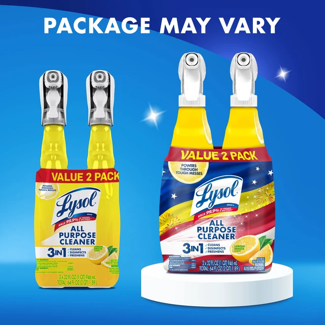 Alt view image 5 of 5 - Lysol All-Purpose Spray Cleaner, Sanitizing and Disinfecting, Lemon, 32 fl oz, Pack of 2