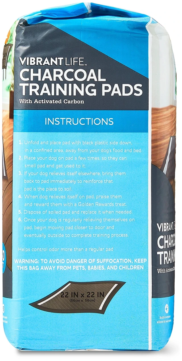 Alt view image 5 of 6 - Vibrant Life Charcoal Large Training Pads, Odor Control, Super Absorbent, Leak Proof & Fast Dry, Dog and Puppy Pee Pads, 22in x 22in, 50Count