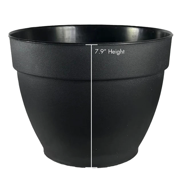 Alt view image 7 of 7 - Jacinto 10in Black Recycled Plastic Planter with Drain Hole