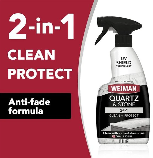 Main image of Weiman 2-in-1 Quartz & Stone Countertop Cleaning Spray, Citrus Scent with UV Protection, 16 fl oz