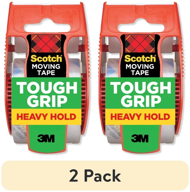 Main image of Scotch Tough Grip Moving Packaging Tape, 2 Pack, Clear, 1.88 in x 925 in