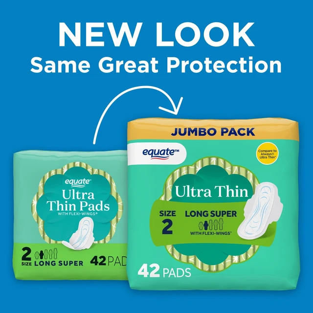 Alt view image 3 of 6 - Equate Ultra Thin Pads with Flexi-Wings, Long Super Absorbency, Size 2, 42 Count