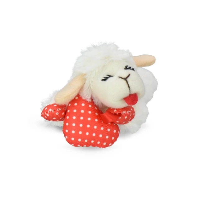 Alt view image 4 of 6 - Multipet Lamb Chop Plush Cat Toy with Dangling Heart, Catnip, and Crinkle