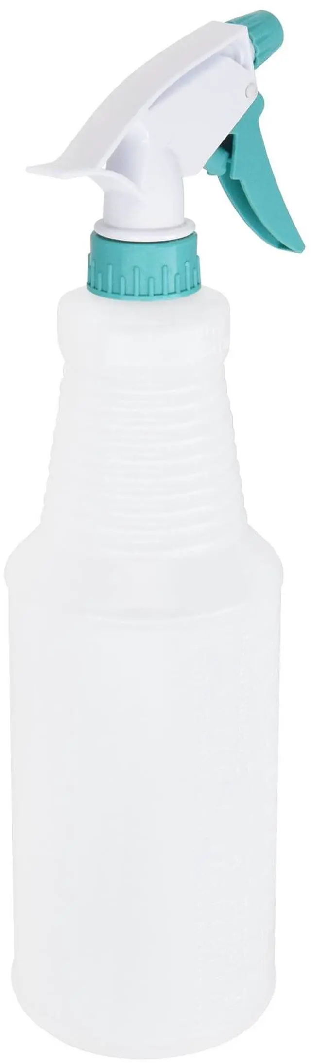 Alt view image 3 of 7 - (4 pack) Mainstays Plastic Clear Spray Bottle with Teal Lid and Nozzle, 28 oz.