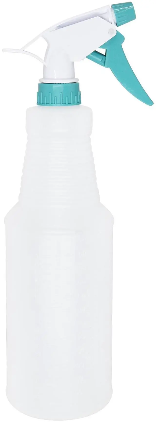 Alt view image 5 of 7 - (4 pack) Mainstays Plastic Clear Spray Bottle with Teal Lid and Nozzle, 28 oz.