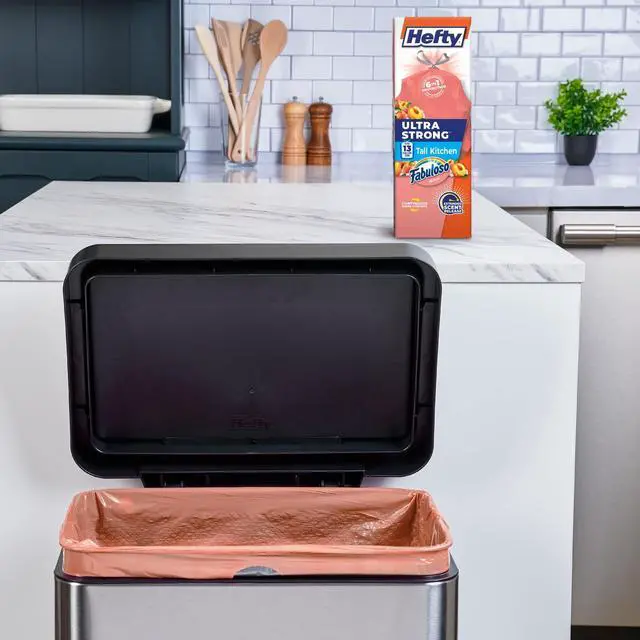 Alt view image 7 of 7 - Hefty Ultra Strong 13 Gallon Trash Bags, Tall Kitchen Trash Bags, Peach, Fabuloso Peach Scent, 20 Bags