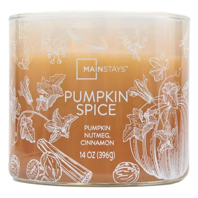 Alt view image 5 of 5 - Mainstays Pumpkin Spice Scented Jar Candle, 3-Wick Ombre Wrapped, 14 oz