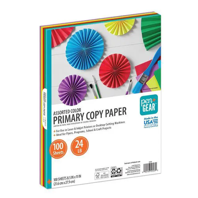 Alt view image 6 of 6 - Pen+Gear Assorted Primary Copy Paper, 8.5" x 11", 24 lb, 100 Sheets