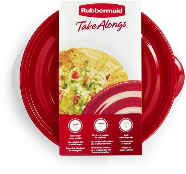 Alt view image 3 of 4 - Rubbermaid TakeAlongs 6.2 Cup Serving Bowl Food Storage Containers, Set of 3, Red