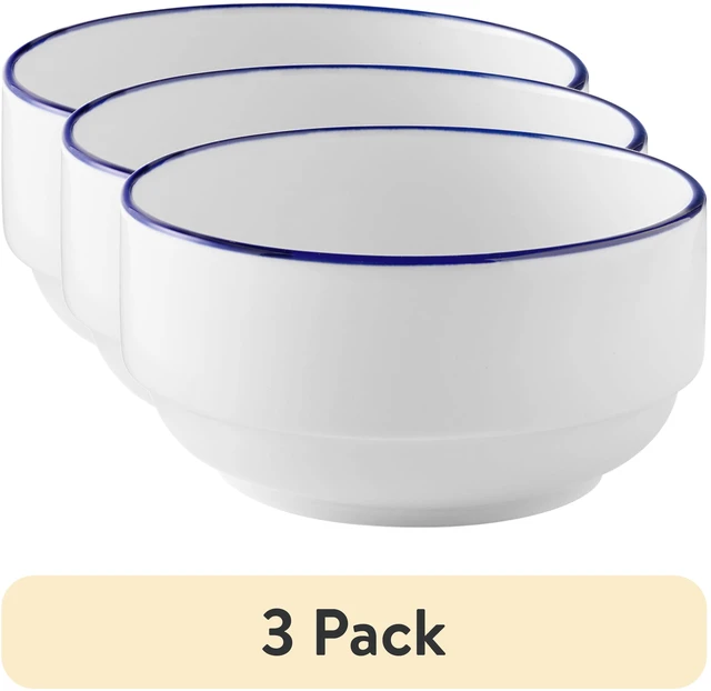 Main image of (3 pack) Mainstays Blue Rim Stoneware Bowl