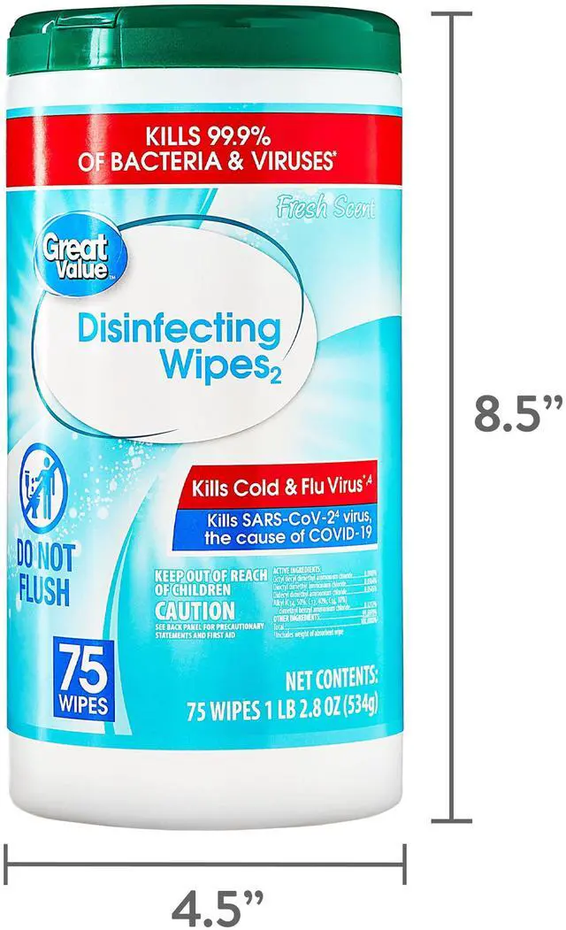 Main image of Great Value Disinfecting Wipes, Fresh Scent, 75 Count