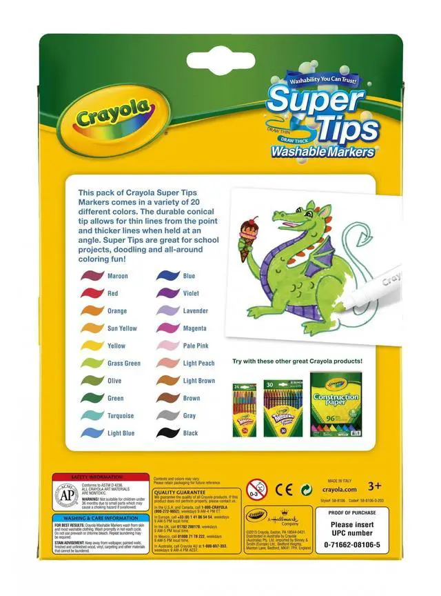 Alt view image 3 of 5 - Crayola Super Tips Washable Markers for Kids, 20 Ct, School Supplies, Classroom Must Haves, Bullet Journaling, Gift for Kids, Ages 3+