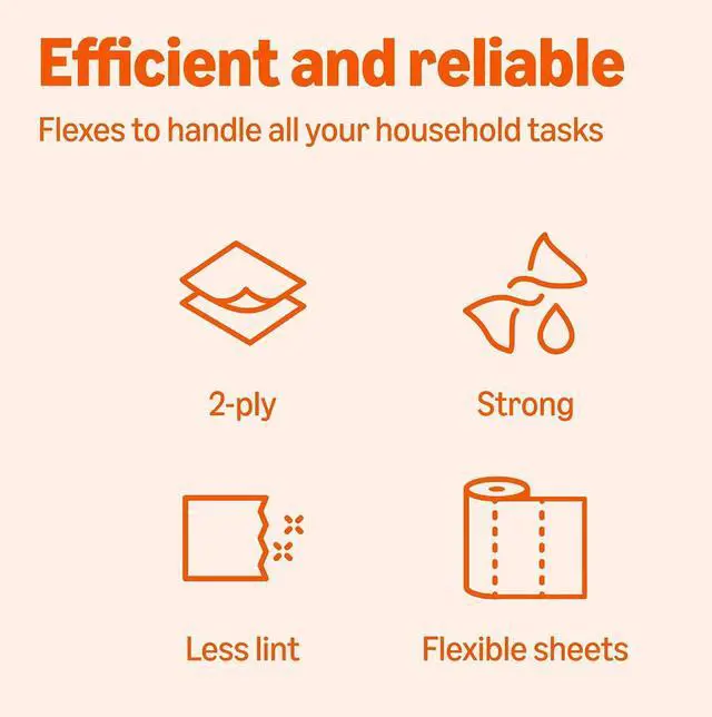 Alt view image 2 of 7 - Amazon Basics 2-Ply Flex-Sheets Paper Towels, 2-Pack, 150 Sheets per Roll, 2 Basics Rolls = 6 Regular Rolls, for Everyday Use, Spills and Messes