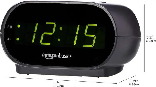 Alt view image 3 of 6 - Amazon Basics Small Digital Oval Alarm Clock with LED Display, Nightlight, Snooze Function & Battery Backup, Black, 4.5 x 3.5 x 2.4 Inches