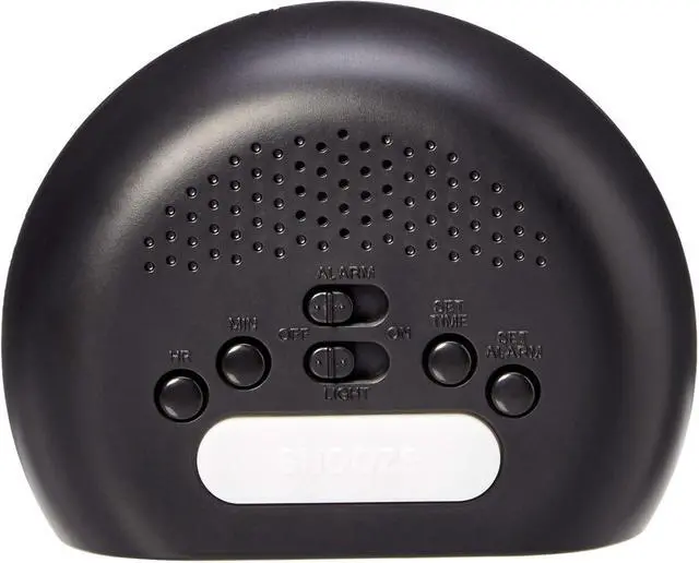 Alt view image 5 of 6 - Amazon Basics Small Digital Oval Alarm Clock with LED Display, Nightlight, Snooze Function & Battery Backup, Black, 4.5 x 3.5 x 2.4 Inches