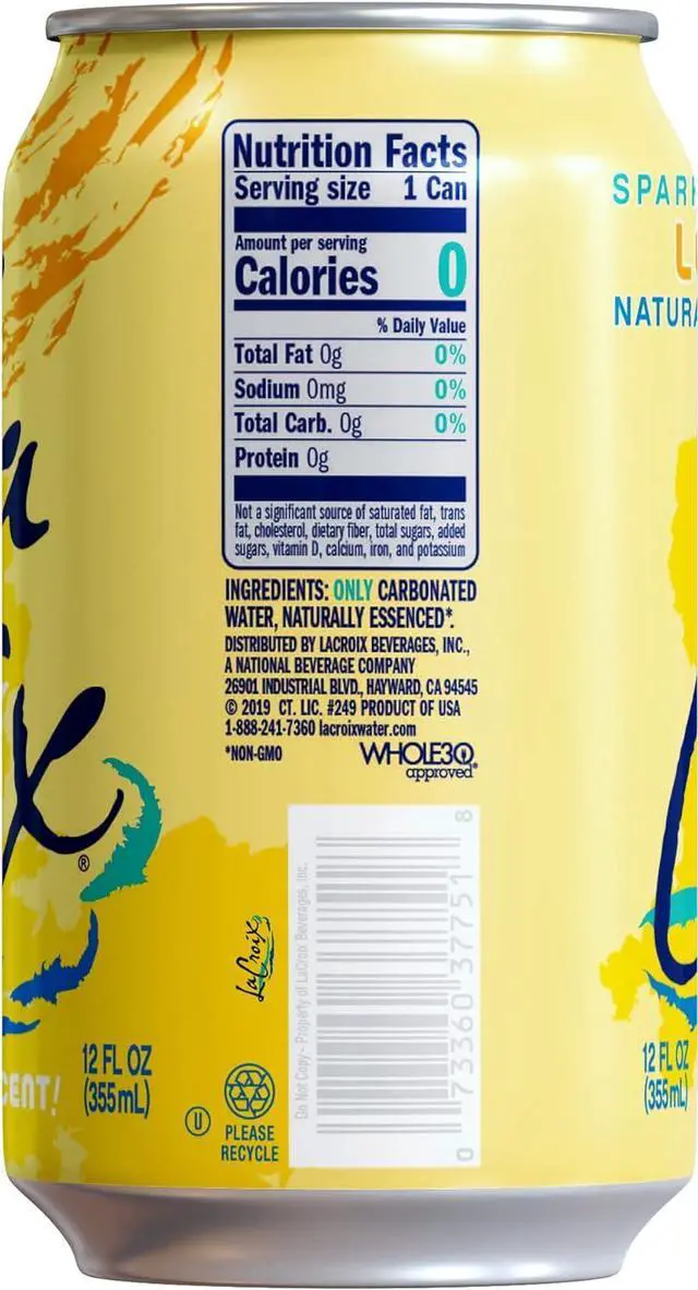 Alt view image 5 of 5 - La Croix Sparkling Water, Lemon 8pk, 12 Fl Oz (pack of 8)