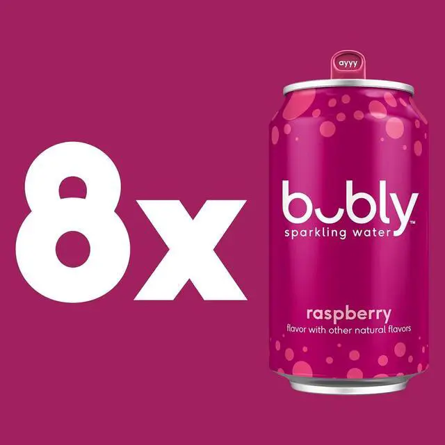 Alt view image 4 of 7 - bubly Sparkling Water, Raspberry, 12 Fl Oz Cans (8 Pack)