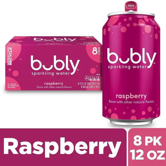 Main image of bubly Sparkling Water, Raspberry, 12 Fl Oz Cans (8 Pack)
