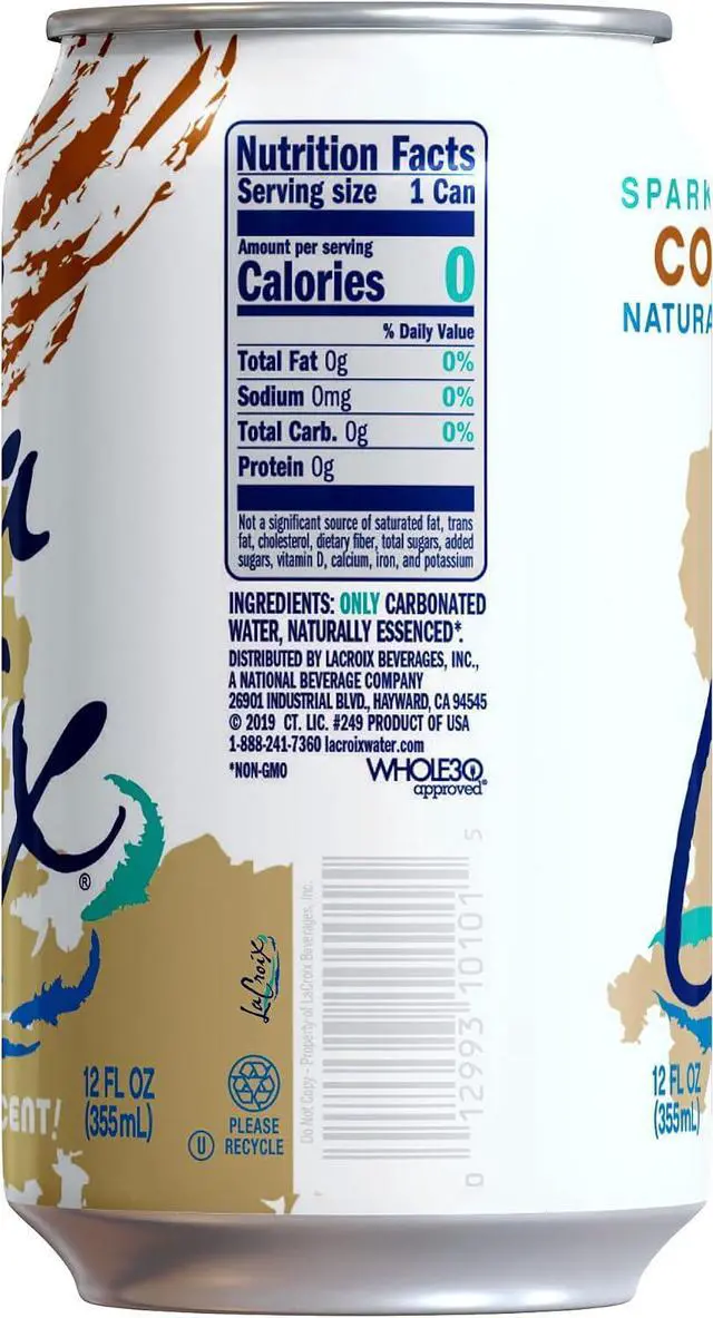 Alt view image 4 of 6 - La Croix, Water Sparkling Coconut, 12 Fl Oz, 8 Count