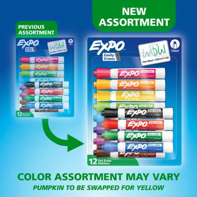 Alt view image 3 of 6 - EXPO Dry Erase Markers, Chisel Tip, Assorted Colors, Low Odor Ink, 12 Count