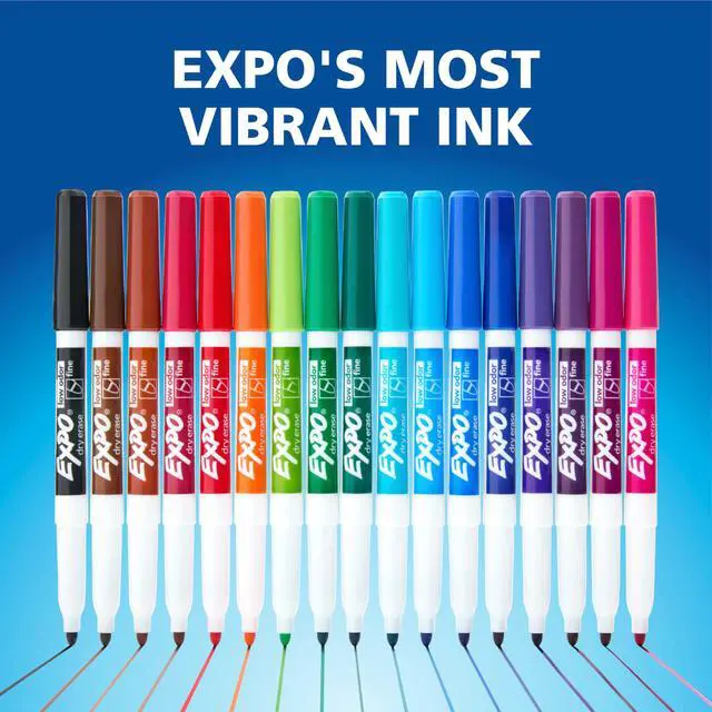 Alt view image 4 of 6 - EXPO Low Odor Dry Erase Markers, Fine Tip, Black, 4 Count