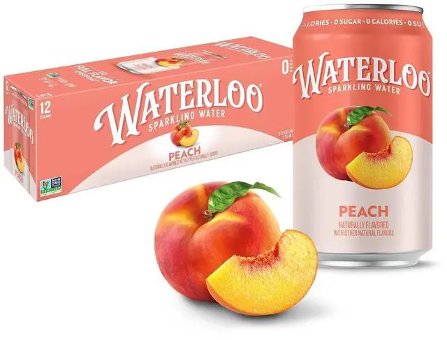 Main image of Waterloo Sparkling Water Peach 12 Fl Oz Cans (Pack of 12)