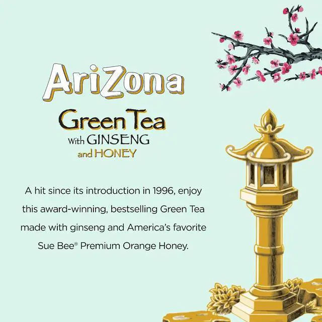 Alt view image 3 of 6 - Arizona Green Tea with Ginseng and Honey, 16 fl oz (12 Pack)