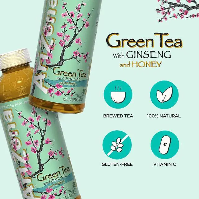 Alt view image 6 of 6 - Arizona Green Tea with Ginseng and Honey, 16 fl oz (12 Pack)