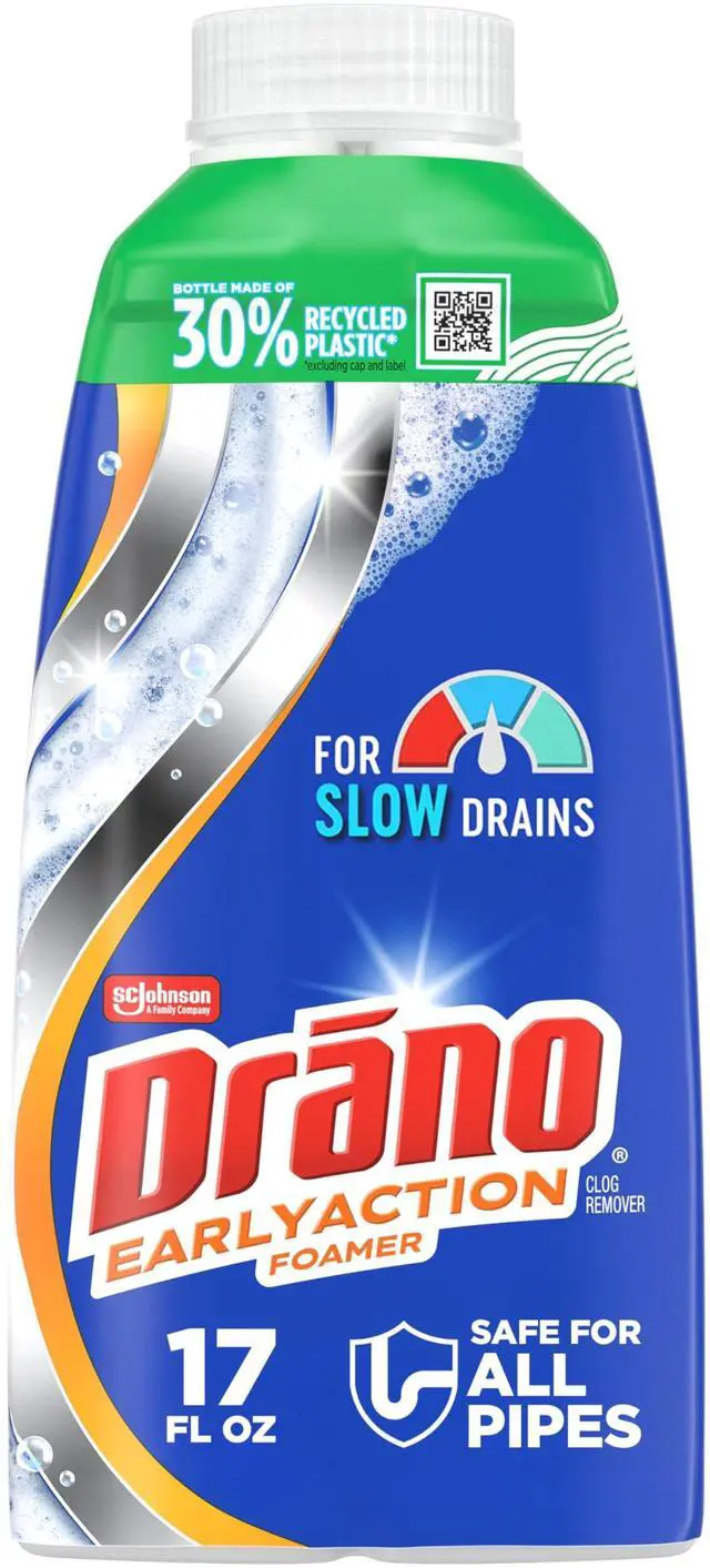 Main image of Drano EarlyAction Foamer Drain Clog Remover and Garbage Disposal Cleaner, 17oz