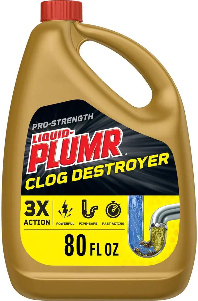 Main image of Liquid-Plumr Pro-Strength Full Clog Destroyer, 80 Fluid Ounces, Bathroom & Kitchen Sinks, Shower and Tub Drain, Safe for Pipes, Liquid Drain Cleaner