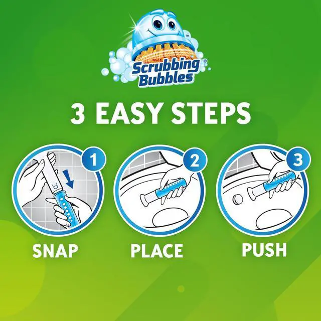 Alt view image 5 of 6 - Scrubbing Bubbles Fresh Gel Toilet Bowl Cleaning Stamps, 1 Dispenser with 6 Stamps, Berry Burst Scent