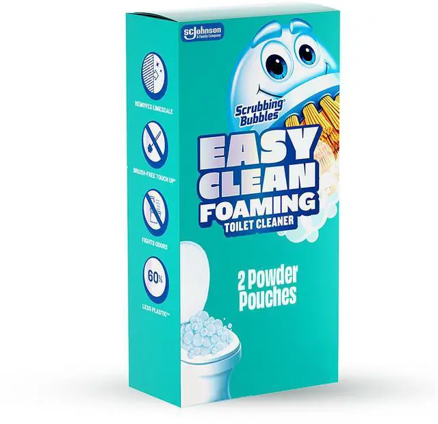 Main image of Scrubbing Bubbles Easy Clean Foaming Toilet Bowl Cleaner, Easy Drop in Powder Pouches, 100g (2 Pouches)