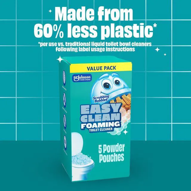Alt view image 6 of 7 - Scrubbing Bubbles Easy Clean Foaming Toilet Bowl Cleaner, Easy Drop in Powder Pouches, 100g (2 Pouches)
