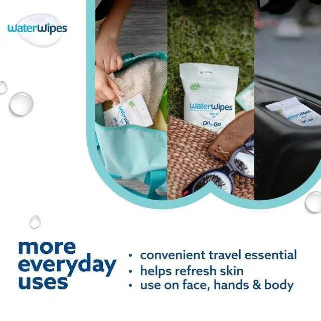 Alt view image 2 of 6 - WaterWipes Sensitive+ On The Go Wipes, 3-In-1 Cleans, Cares, Protects, 99.9% Water, Unscented, Hypoallergenic, 28 Count (Pack of 2)