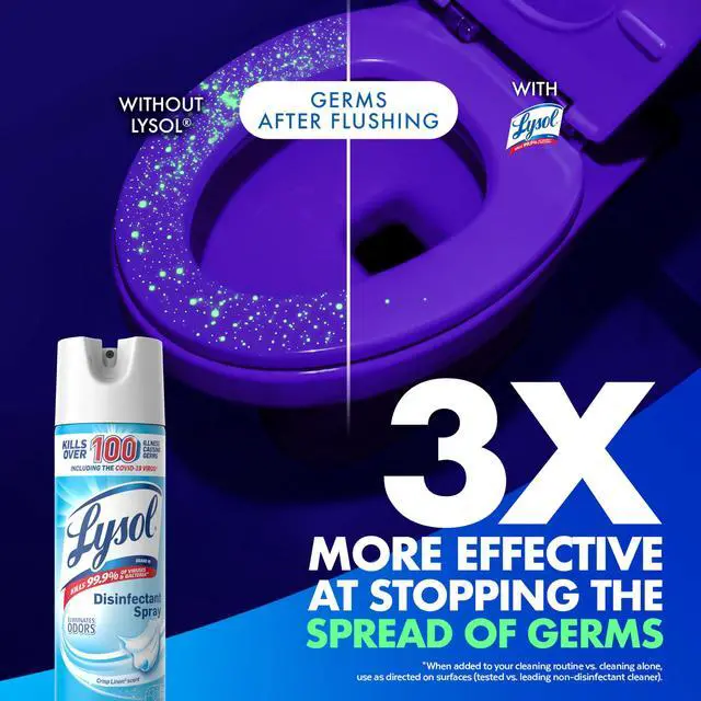 Alt view image 5 of 6 - Lysol Disinfectant Spray, 19Fl Oz, Crisp Linen, Antibacterial Multi-Purpose Room & Upholstery Deodorizer