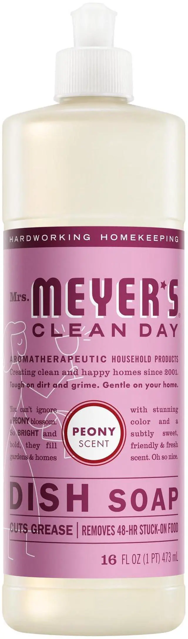 Main image of MRS. MEYER'S CLEAN DAY Liquid Dish Soap, 16 Fl Oz, Peony Scent