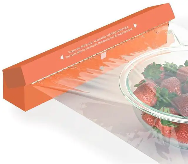Alt view image 2 of 6 - Amazon Basics Plastic Food Wrap, BPA Free, Microwavable, 200 Sq Ft, Pack of 1
